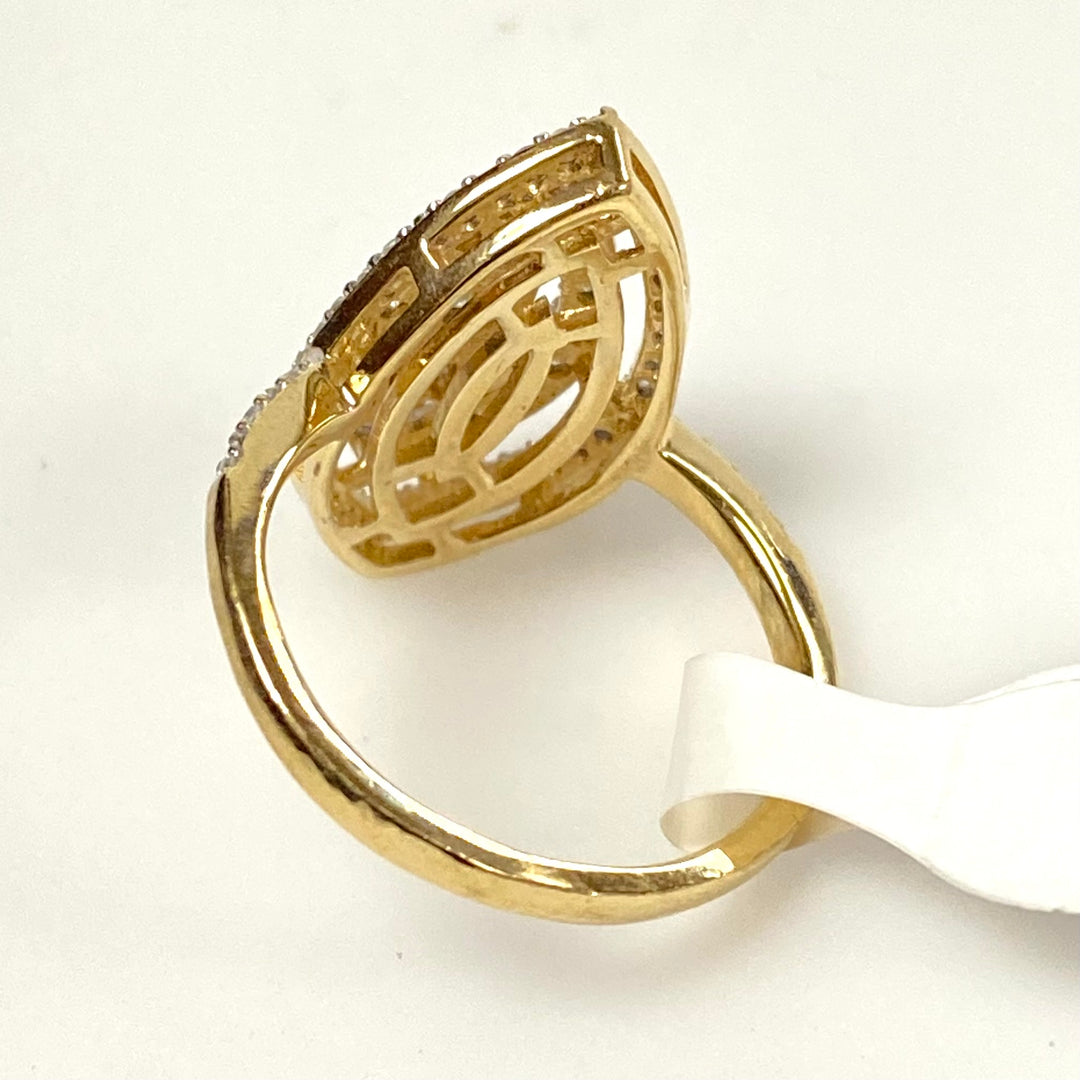 v661 Vintage 14k Yellow Gold Marquise-Shaped 1+cts Diamond Cluster Ring Size 5