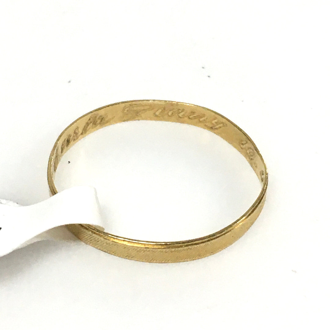 v667 Vintage 18k Yellow Gold 3mm Wide Men's Wedding Band Size 12 Textured Finish