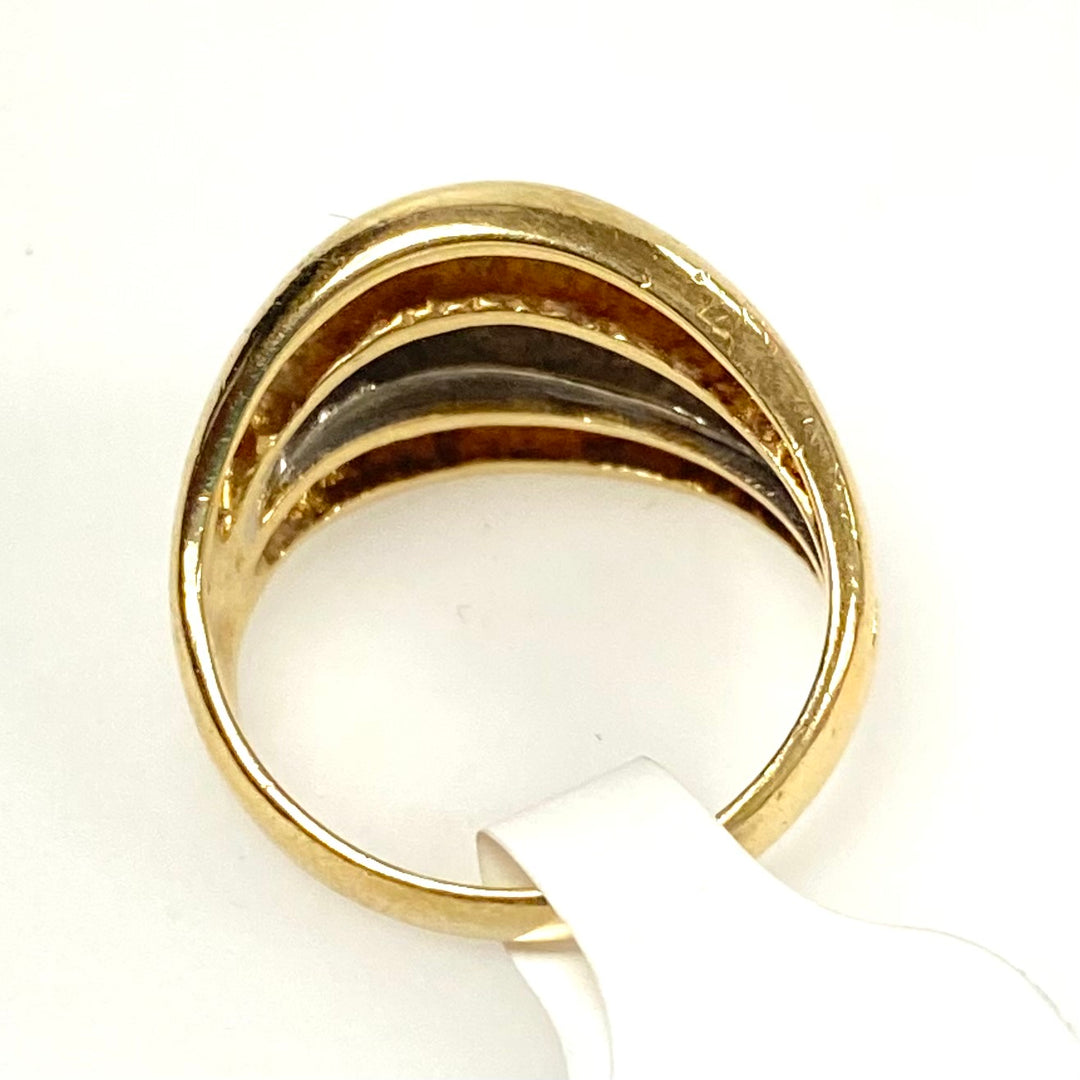 v668 Vintage 14k Two-tone Yellow White Gold Domed Cigar Multi-band Ring Sz 5.25