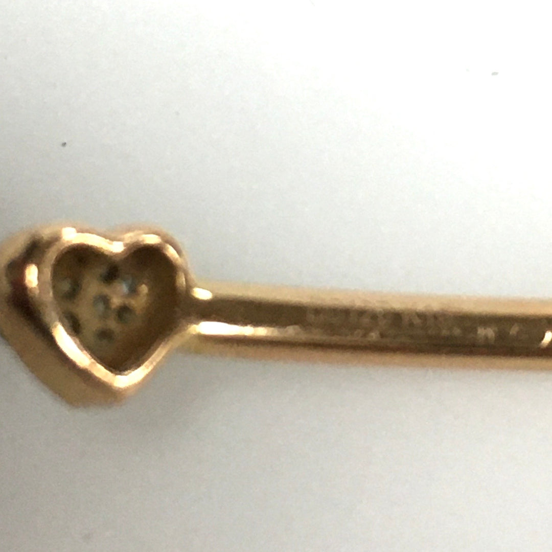 v678 Vintage 18k Yellow Gold Open Cuff Bangle Bracelet Diamond Heart & Letter U