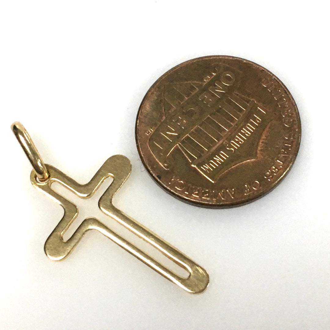 v683 Vintage 14K Yellow Gold Vross Pendant Featuring a Diamond-cut or Etched design