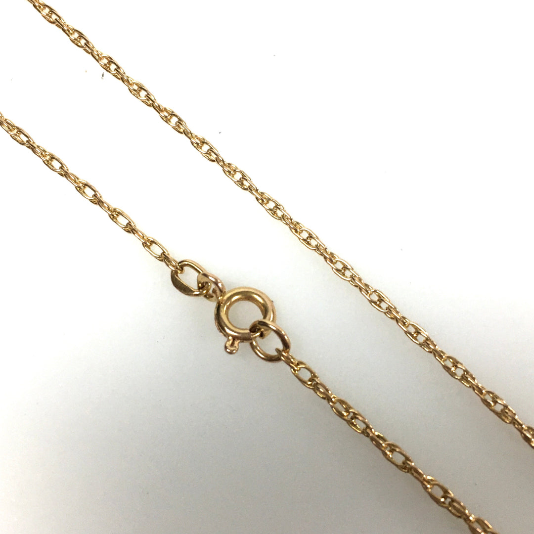 v684 Vintage 14K Yellow Gold Wire-Wrapped Goldstone Pendant Chain Necklace 28"