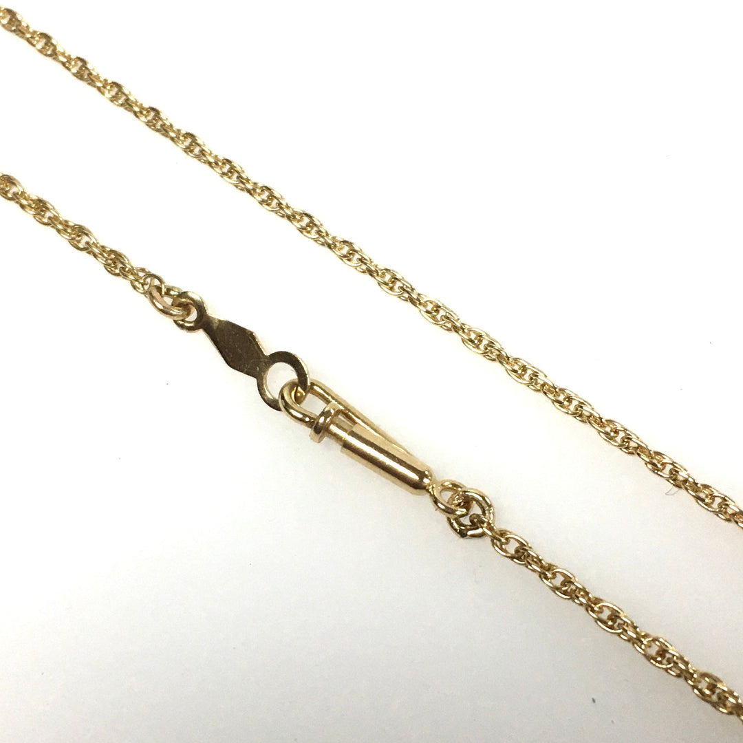 v686 Vintage 14K Yellow Gold Emerald-cut Blue Topaz Pendant Chain Necklace 19"