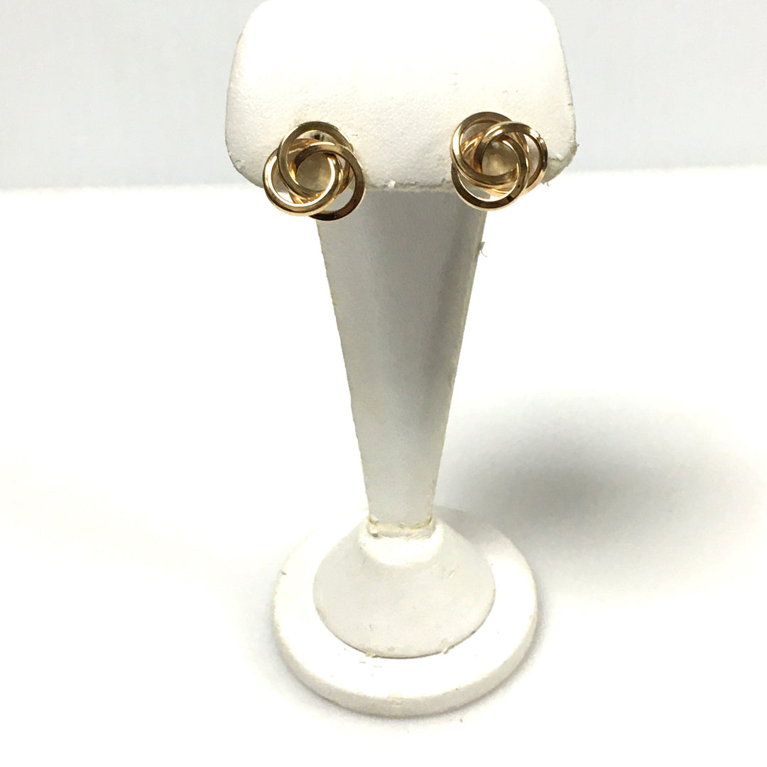 v695 Vintage 14k Yellow Gold Stud Pierced Earrings Love Knot Design