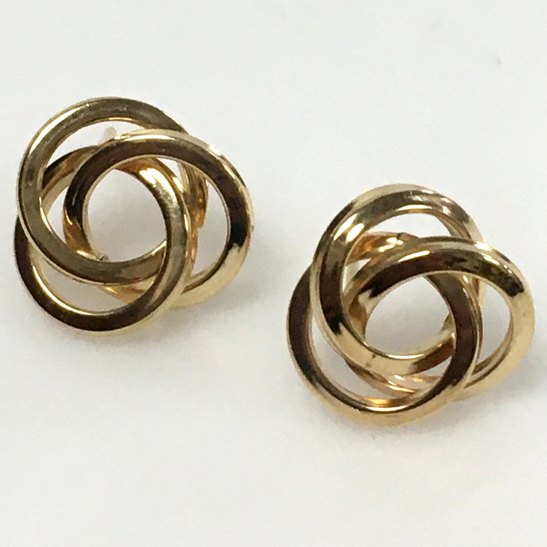v695 Vintage 14k Yellow Gold Stud Pierced Earrings Love Knot Design