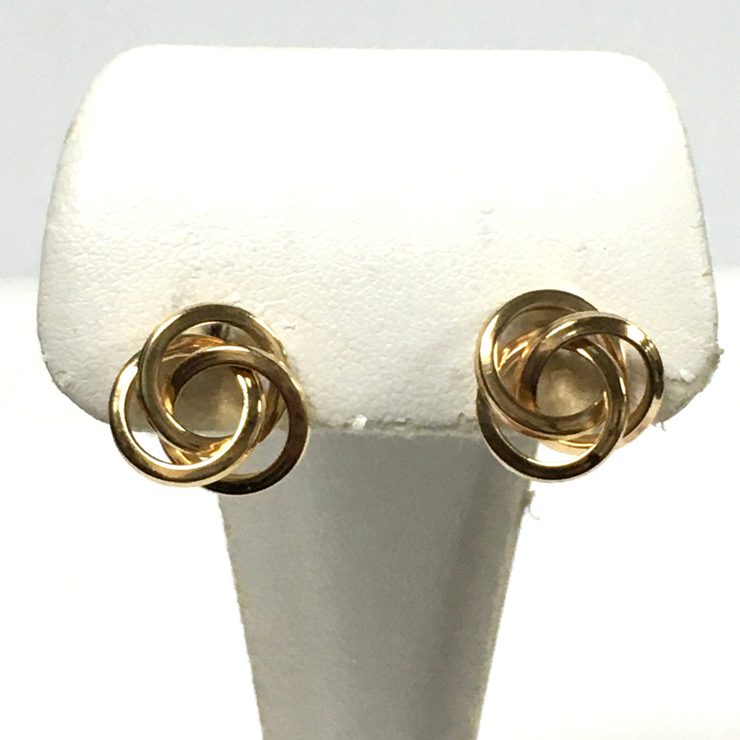v695 Vintage 14k Yellow Gold Stud Pierced Earrings Love Knot Design