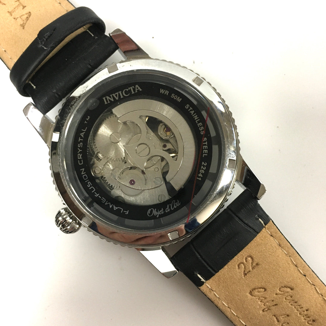 v703 Invicta Objet D'Art Automatic Model 22641 Skeletonized Dial Men's Wrist Watch