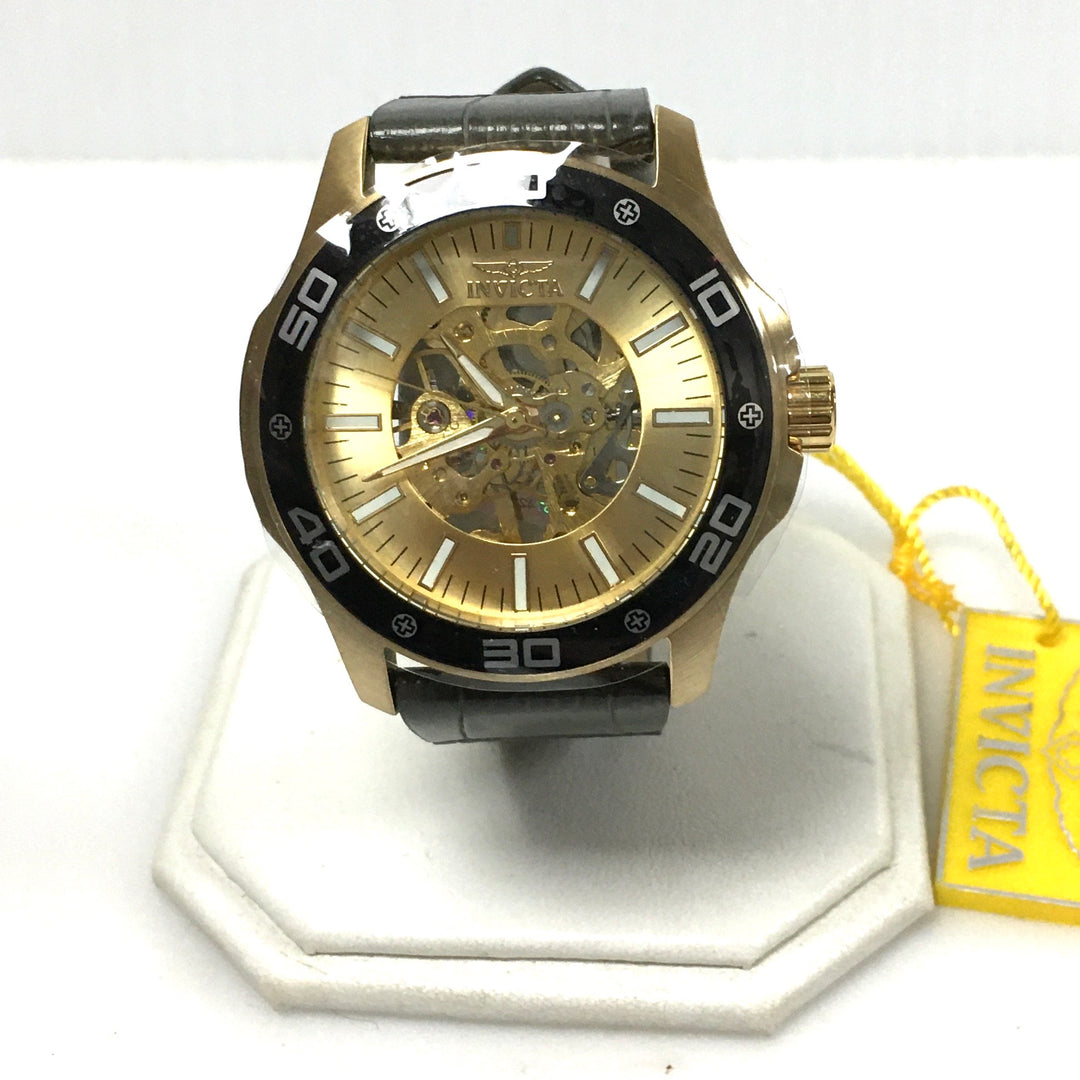 v704 Invicta Specialty Mechanical Model 17262 Gold Skeleton Men's Wrist Watch
