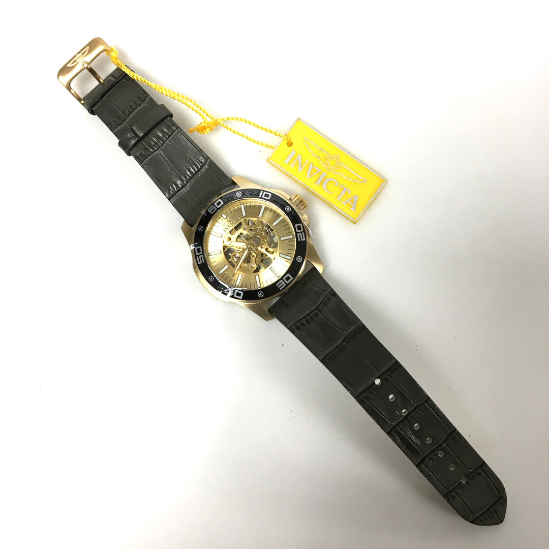v704 Invicta Specialty Mechanical Model 17262 Gold Skeleton Men's Wrist Watch