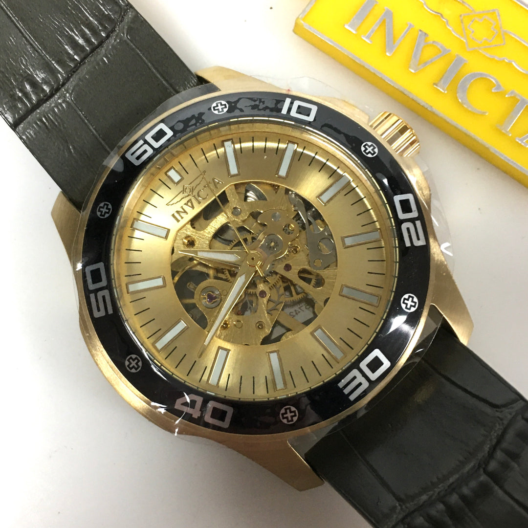 v704 Invicta Specialty Mechanical Model 17262 Gold Skeleton Men's Wrist Watch