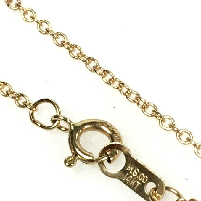 v721 Vintage 14K Yellow Gold Yin Yang Stone Diamond Halo Pendant 20" Long Chain