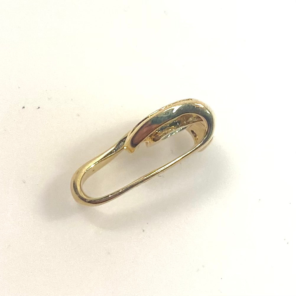 v730 Vintage 14k Yellow Gold Blue Topaz and Diamond Slide Pendant Charm