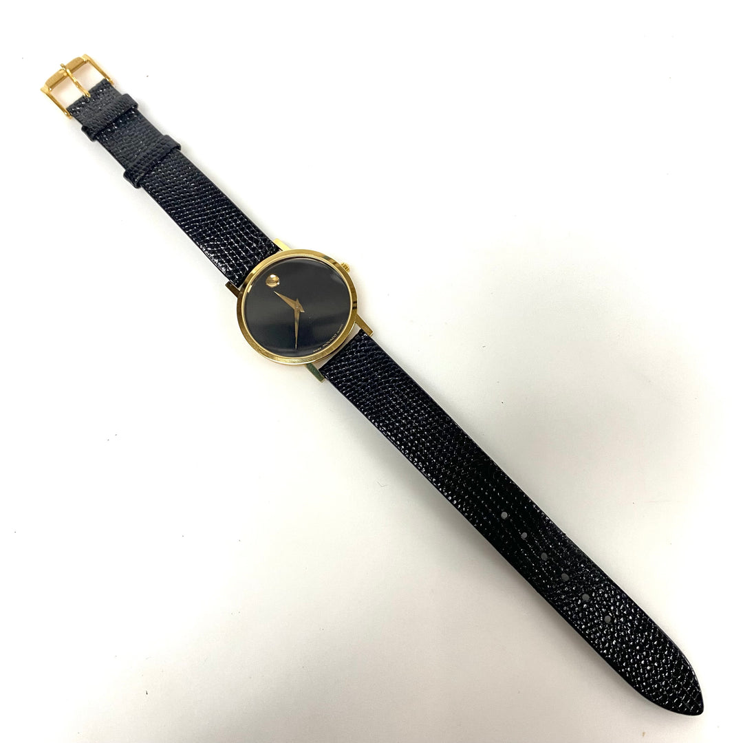 m731 Vintage Movado Museum Classic Watch Minimalist Black Dial Gold-toned Dot