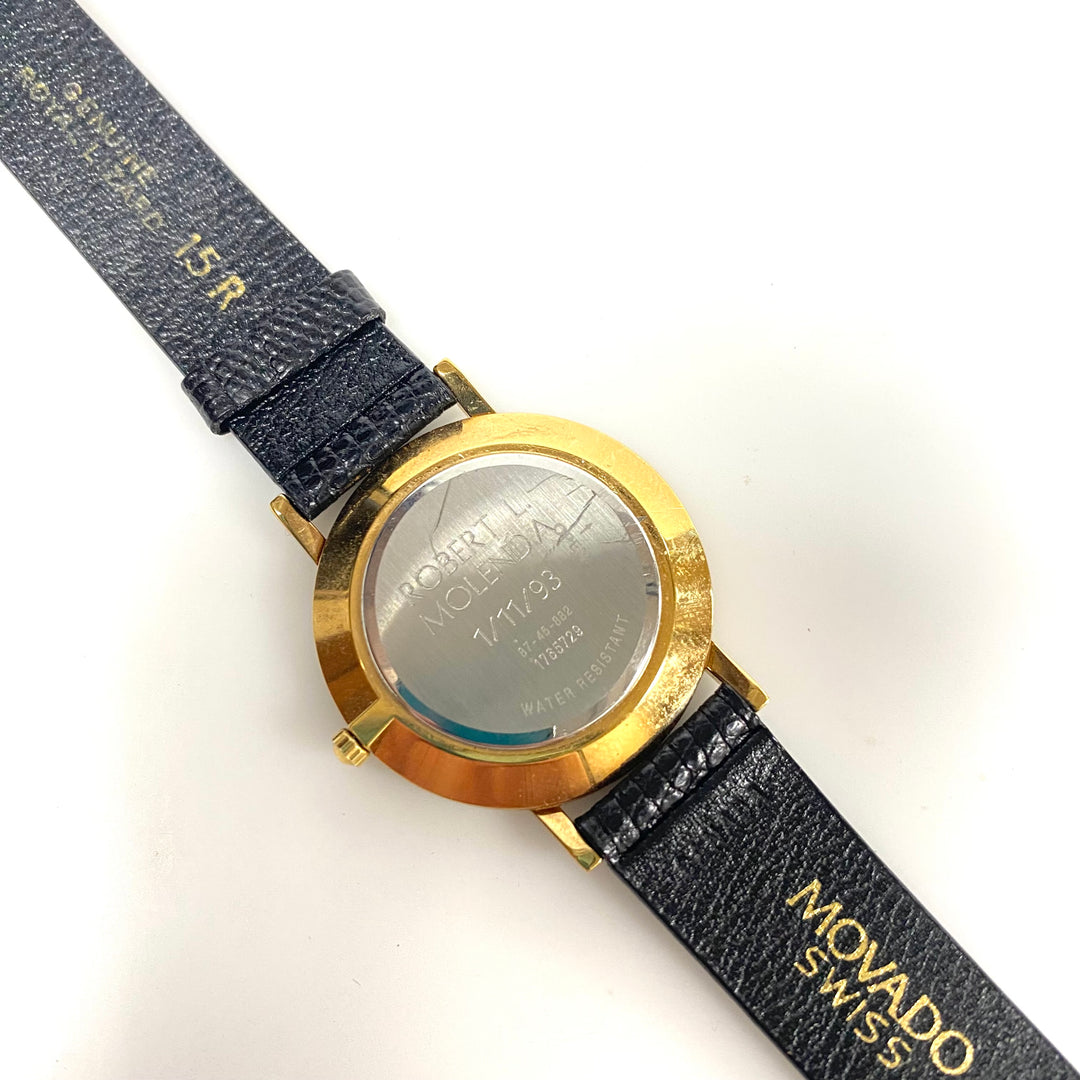 m731 Vintage Movado Museum Classic Watch Minimalist Black Dial Gold-toned Dot