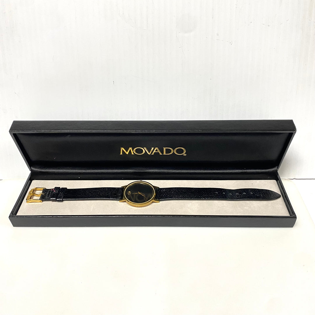 m731 Vintage Movado Museum Classic Watch Minimalist Black Dial Gold-toned Dot