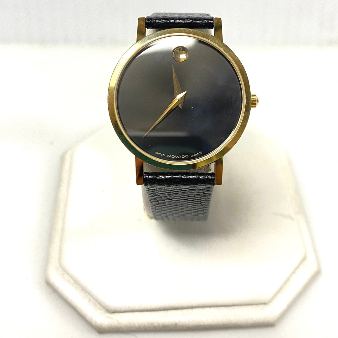m731 Vintage Movado Museum Classic Watch Minimalist Black Dial Gold-toned Dot