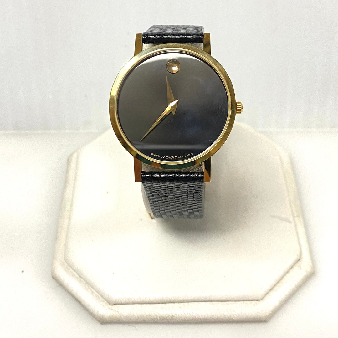 m731 Vintage Movado Museum Classic Watch Minimalist Black Dial Gold-toned Dot