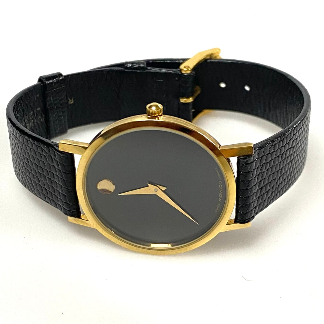 m731 Vintage Movado Museum Classic Watch Minimalist Black Dial Gold-toned Dot