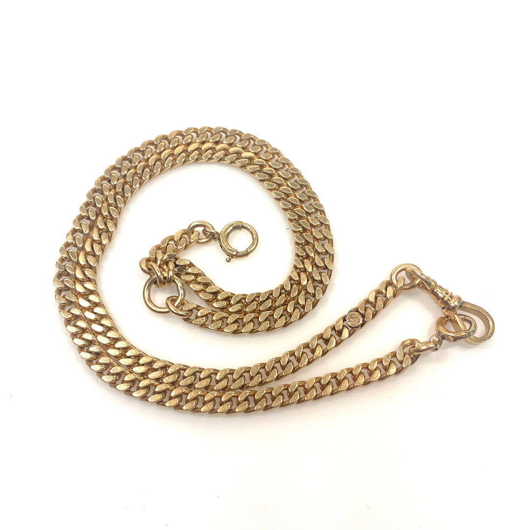 v734 Antique 14k Yellow Gold Pocket Watch Albert Style Chain Heavy Curb Link 20"