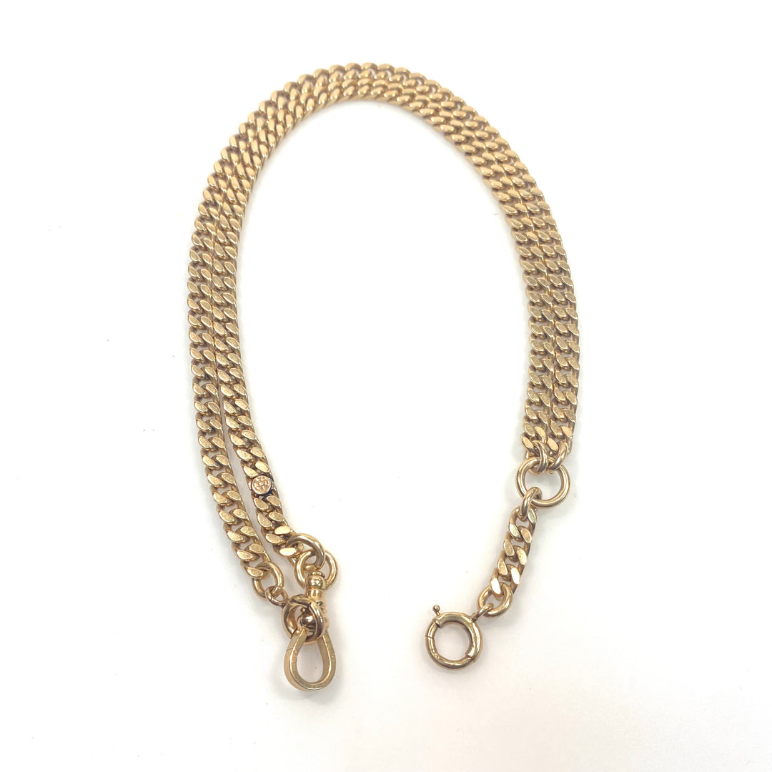 v734 Antique 14k Yellow Gold Pocket Watch Albert Style Chain Heavy Curb Link 20"