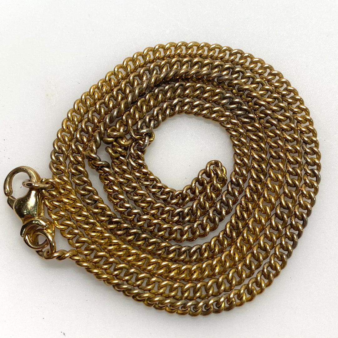 v740 Vintage 14k Yellow Gold Curb Link Chain Necklace 20" Long Lobster clasp