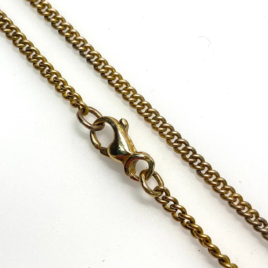 v740 Vintage 14k Yellow Gold Curb Link Chain Necklace 20" Long Lobster clasp