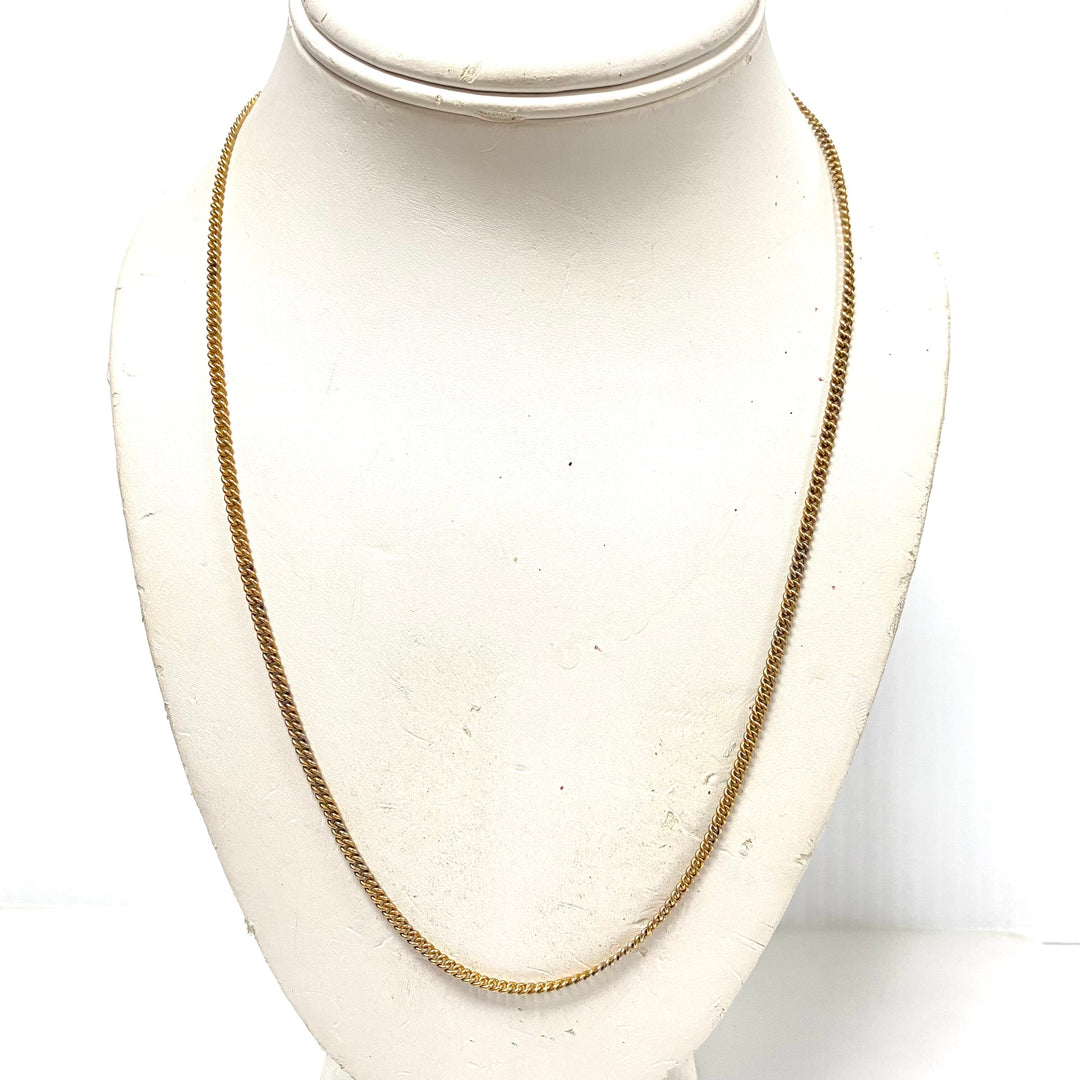 v740 Vintage 14k Yellow Gold Curb Link Chain Necklace 20" Long Lobster clasp