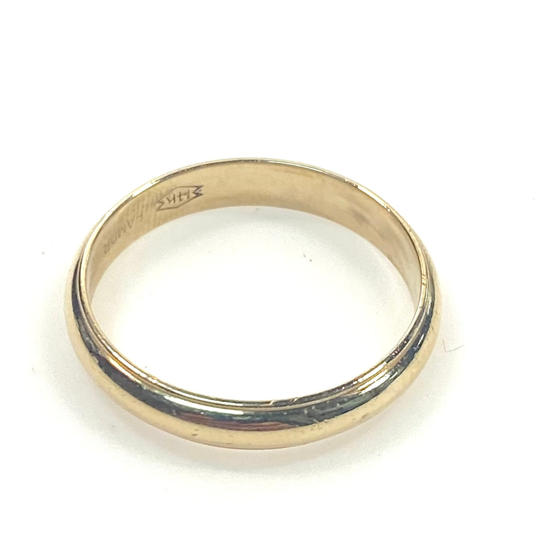 v746 Vintage 14k Yellow Gold 3mm Wide Domed Wedding Band Ring Size 12