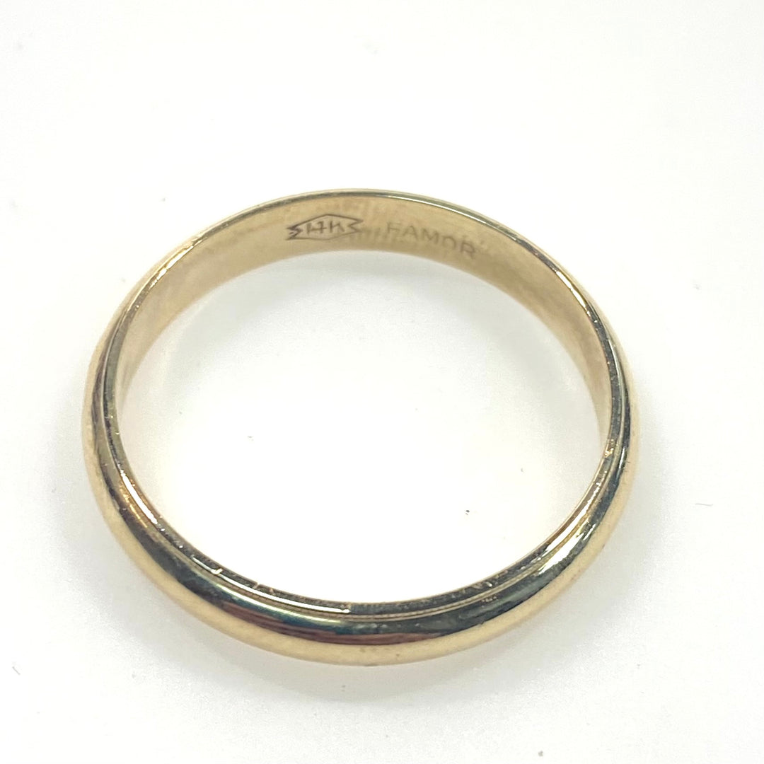 v746 Vintage 14k Yellow Gold 3mm Wide Domed Wedding Band Ring Size 12