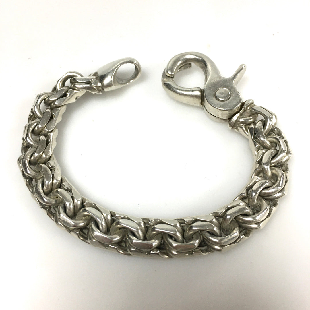 v751 Vintage 925 Sterling Silver Byzantine Style Chunky Link Bracelet 7.5"