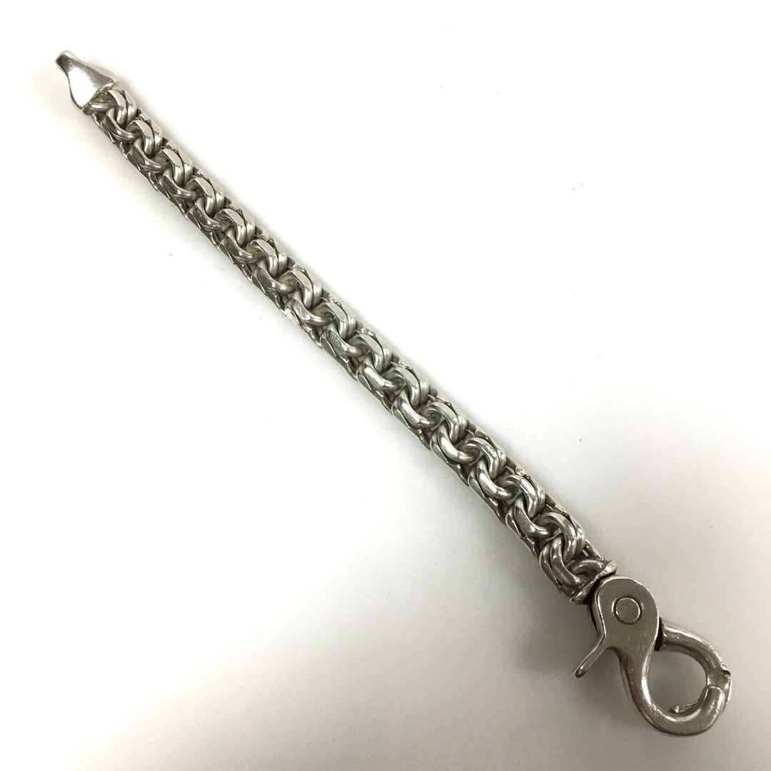 v751 Vintage 925 Sterling Silver Byzantine Style Chunky Link Bracelet 7.5"