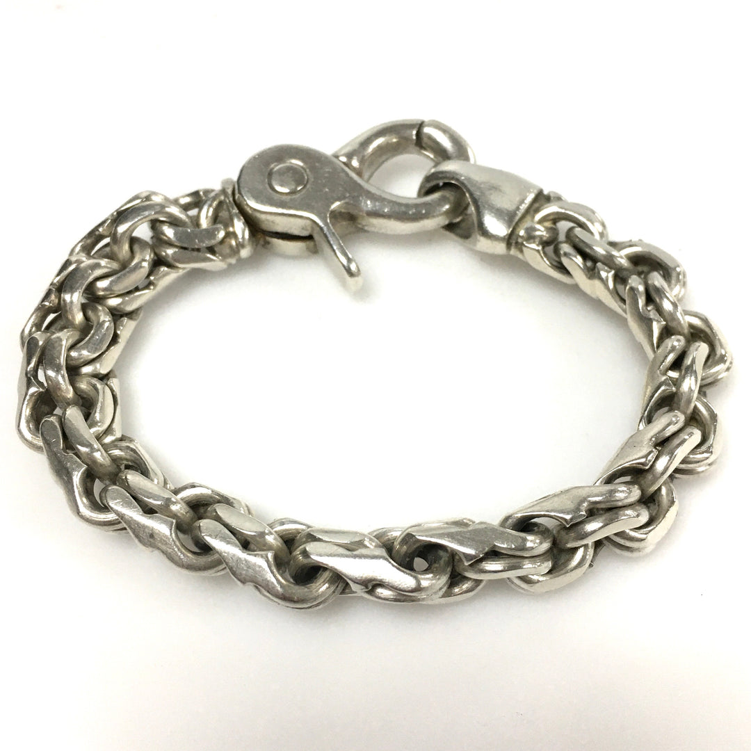 v751 Vintage 925 Sterling Silver Byzantine Style Chunky Link Bracelet 7.5"
