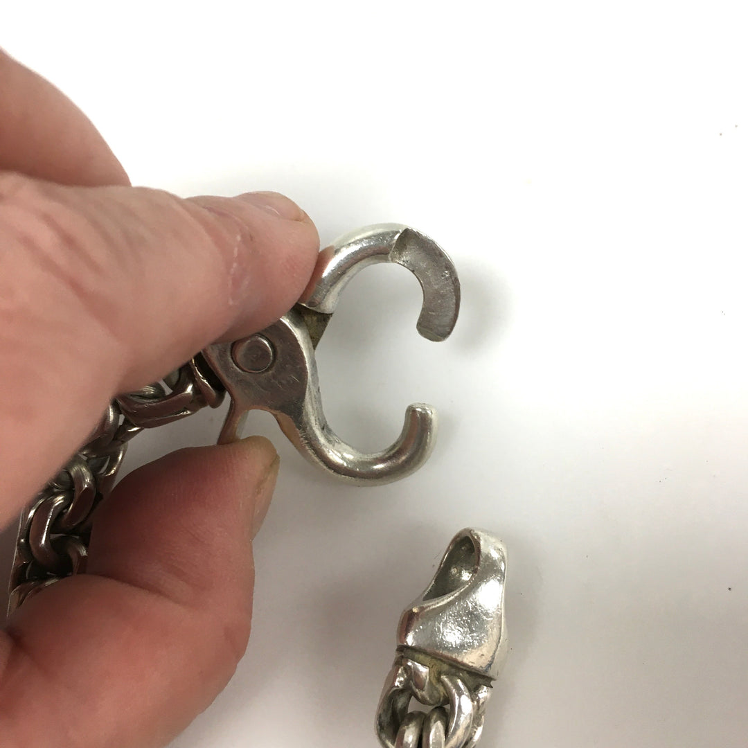 v751 Vintage 925 Sterling Silver Byzantine Style Chunky Link Bracelet 7.5"