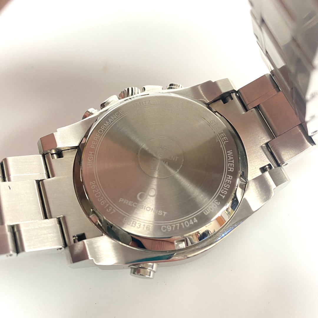 v758 Bulova Precisionist Chronograph Model 98B316 Quartz Stainless Steel Watch