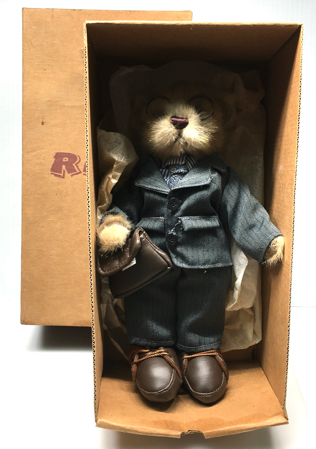 v760 Vintage RICH 10" Poseable Dressed in a Suit Plush Teddy Bear Soft Toy
