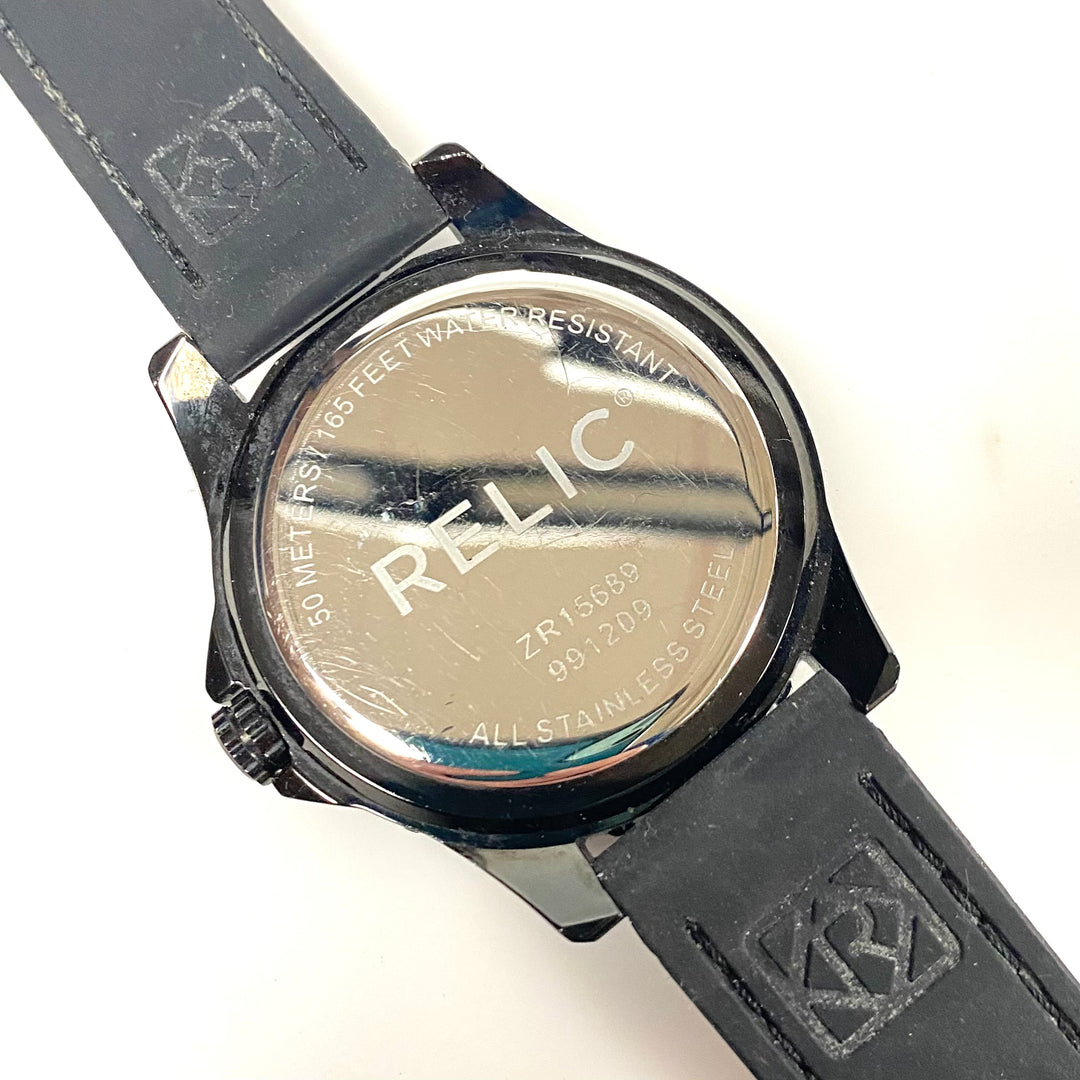 v769 Relic Stainless Steel Black Ion Silicone Men's Wrist Watch model ZR15689