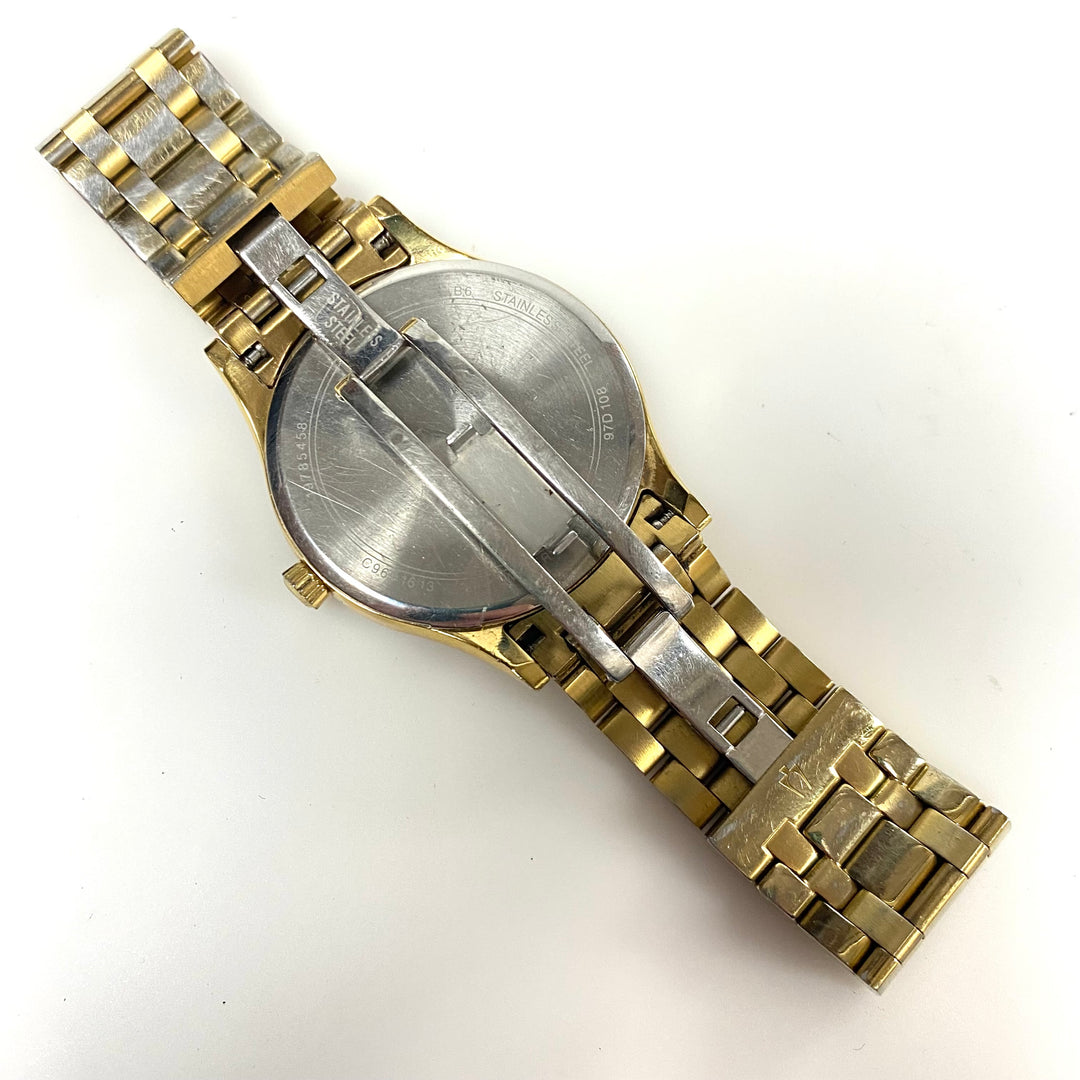 v772 Vintage Bulova Men's Classic Diamond Gold-Tone Stainless Steel Wrist Watch