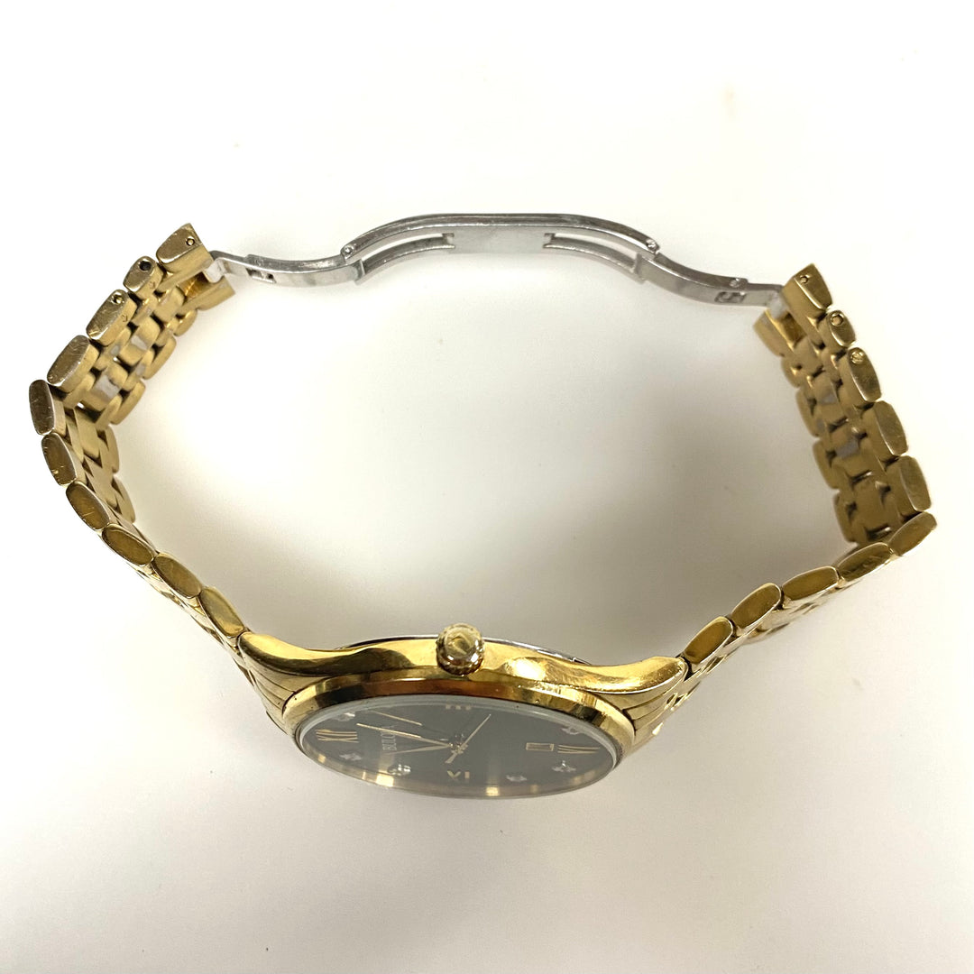 v772 Vintage Bulova Men's Classic Diamond Gold-Tone Stainless Steel Wrist Watch