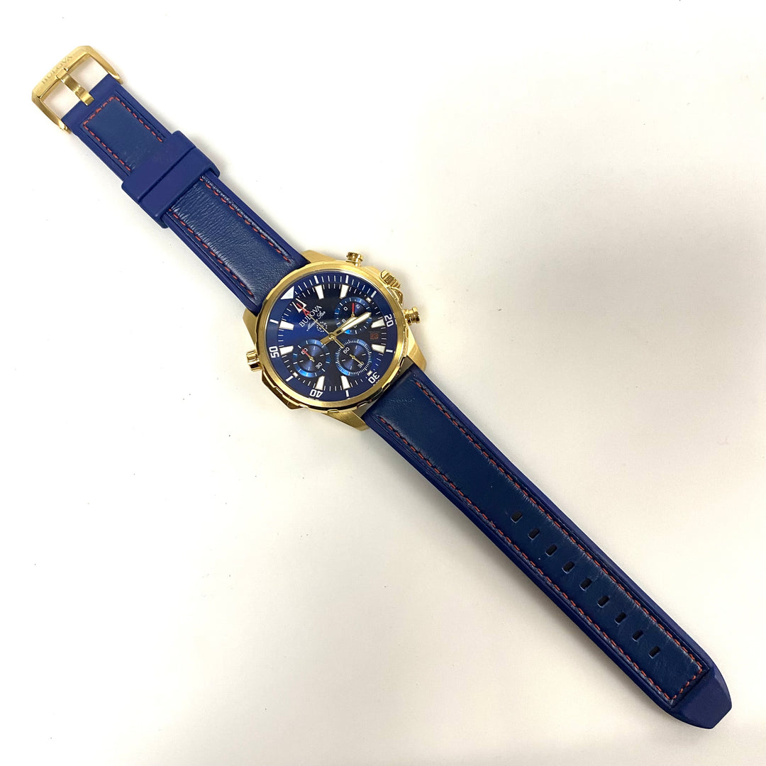 v777 Bulova Marine Star Chronograph Model 97B168 Stainless Steel Men Wrist Watch