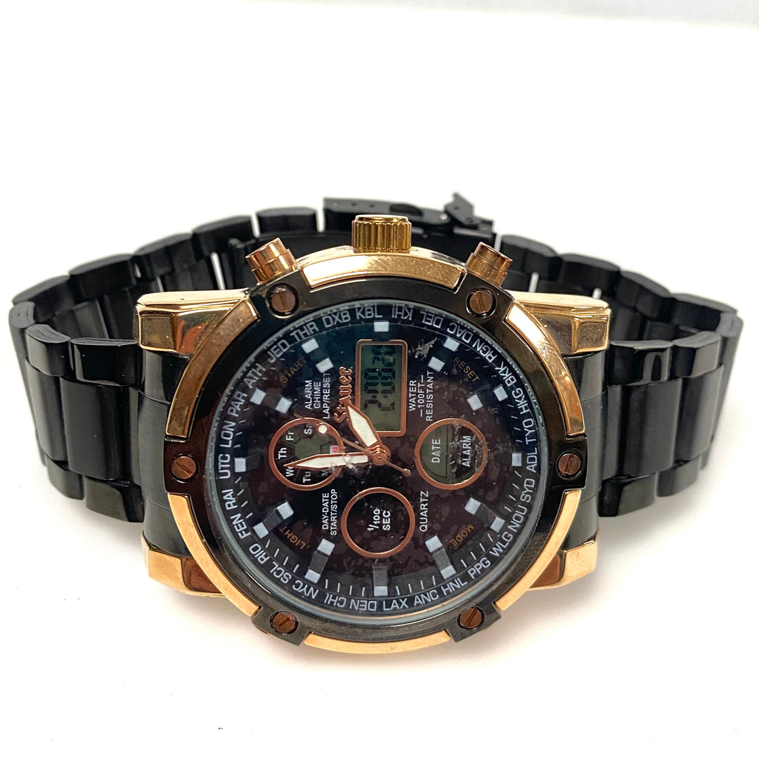 v778 Stauer Due Volta Model 52318 Quartz Mov't Stainless Steel Men's Wrist Watch