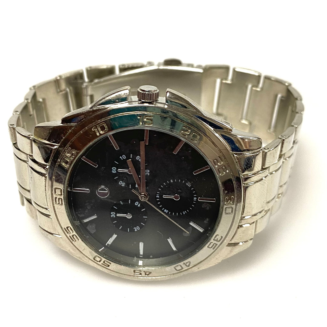 v780 Vintage Stainless Steel Multi-function Dial Quartz Movement Men Wrist Watch
