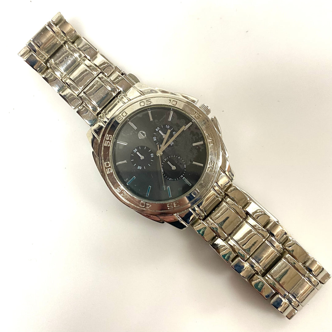 v780 Vintage Stainless Steel Multi-function Dial Quartz Movement Men Wrist Watch