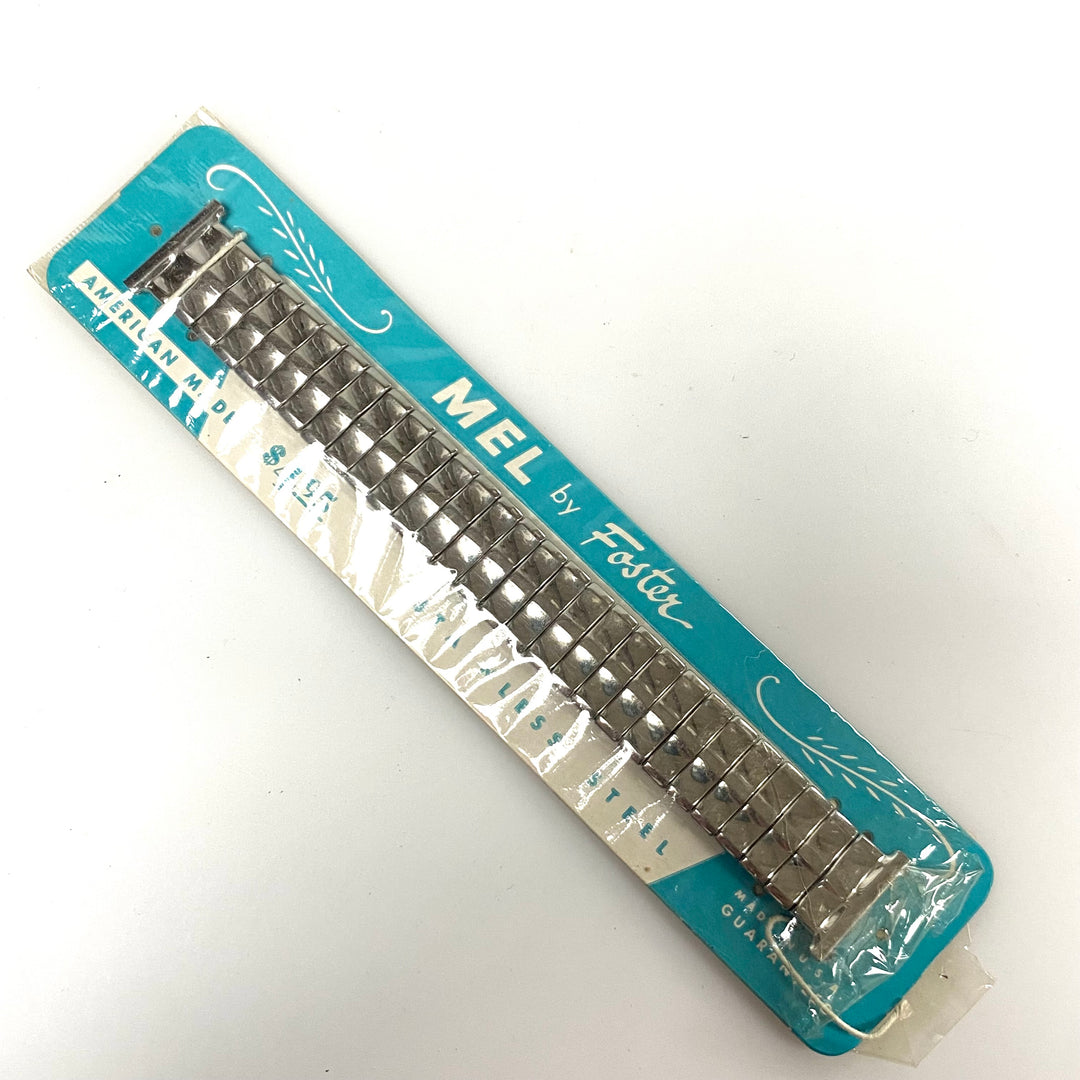 v788 vintage Foster USA Expansion Watch Band Stainless steel Block Link w Card