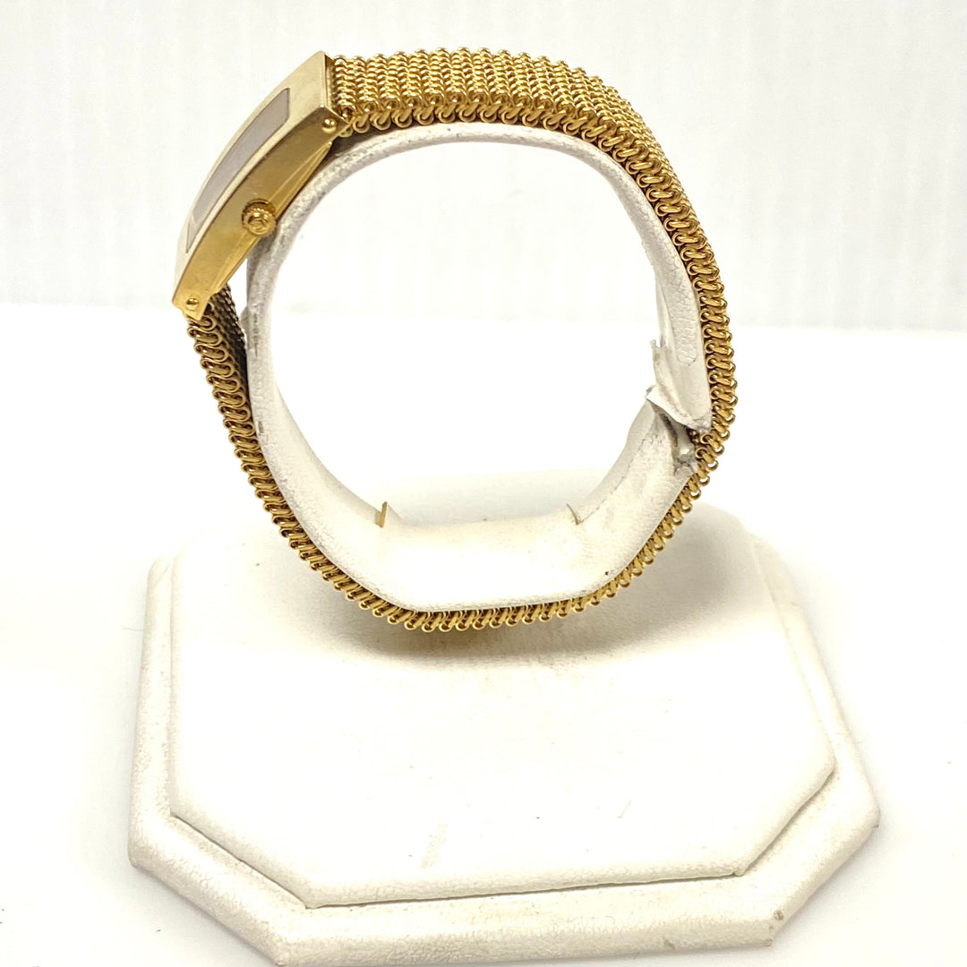 v792 Vintage Tissot Bellflower 18k Yellow Gold Mesh Bracelet Ladies' Wrist Watch