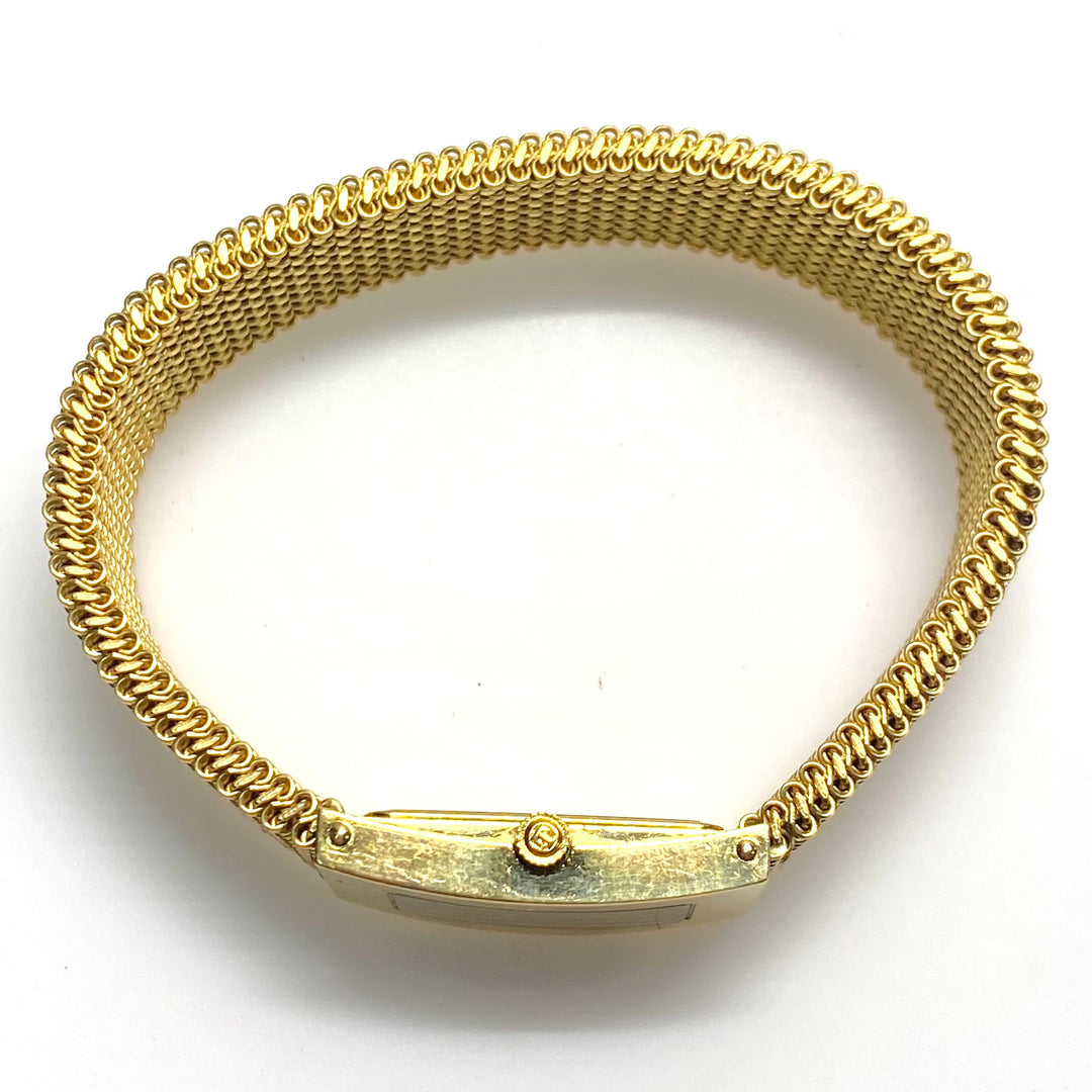 v792 Vintage Tissot Bellflower 18k Yellow Gold Mesh Bracelet Ladies' Wrist Watch