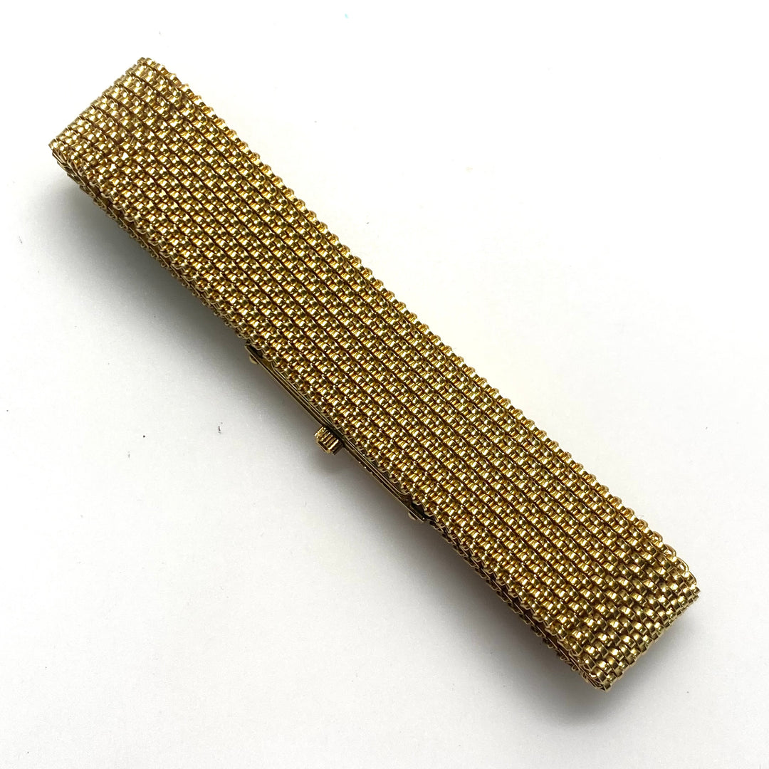 v792 Vintage Tissot Bellflower 18k Yellow Gold Mesh Bracelet Ladies' Wrist Watch