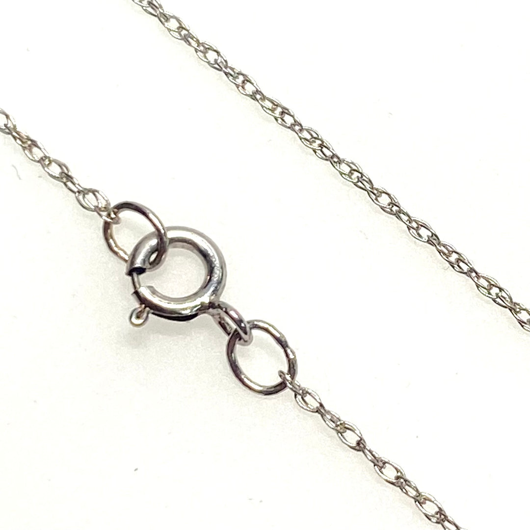 v797 Vintage 10K White Gold CZ Twisted Spray Pendant 10K WT 18" Chain Necklace