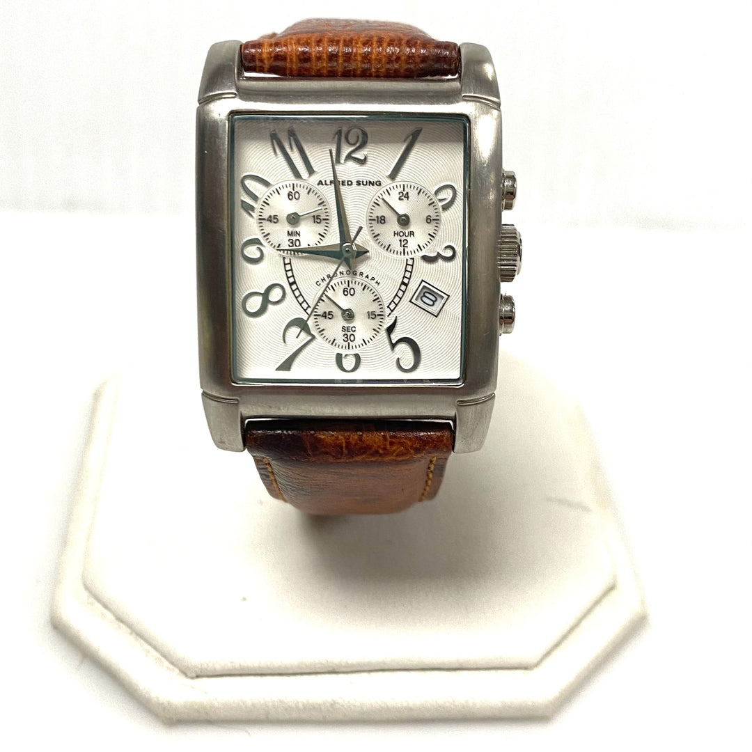 v801 Alfred Sung AS4013 Stainless Japanese Quartz Mov't Chronograph Wrist Watch