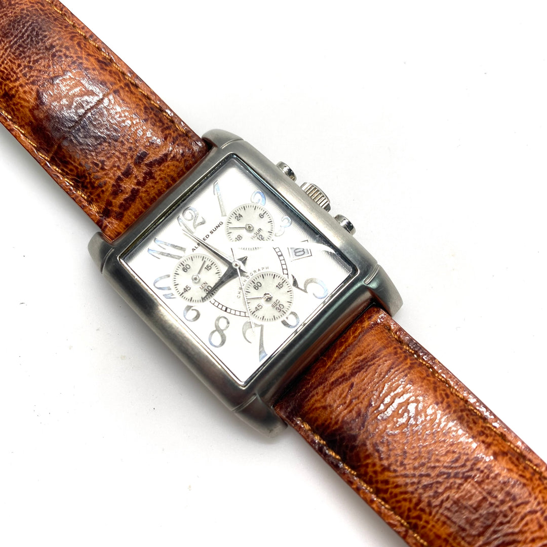 v801 Alfred Sung AS4013 Stainless Japanese Quartz Mov't Chronograph Wrist Watch