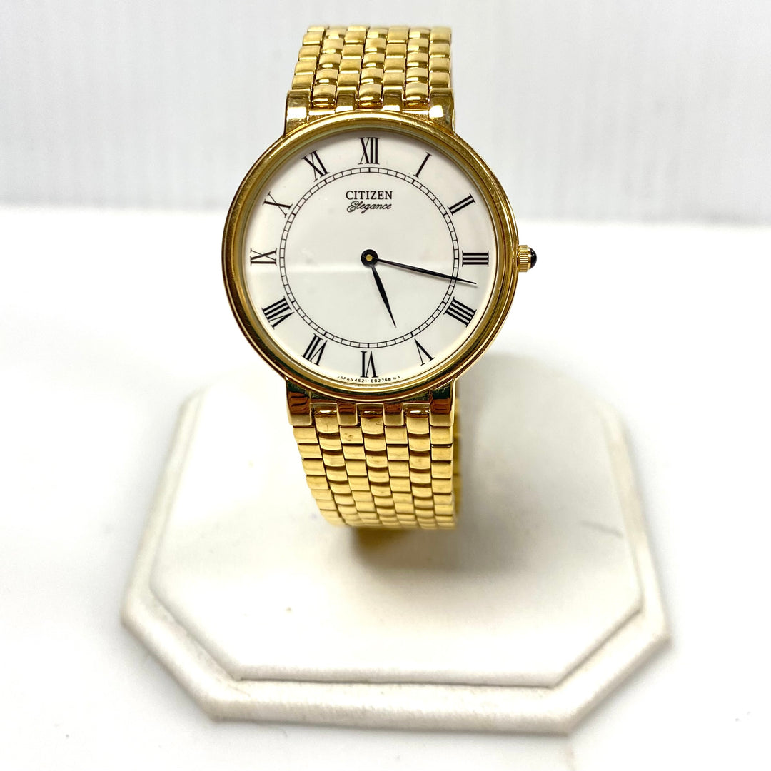 v802 Vintage Citizen Elegance Gold Tone Classic Ultra-thin Dress Quartz Watch